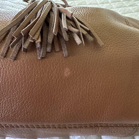 RAFE NEW YORK Tote Bag Womens Large Brown Leather Drawstring Tassel Boho Purse - Picture 6 of 13